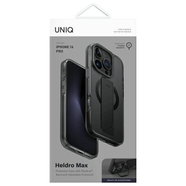 Uniq iPhone 16 Pro - Heldro Max - MagSafe Σκληρή Θήκη με Πλαίσιο Σιλικόνης και Finger Holder - Vapour Smoke