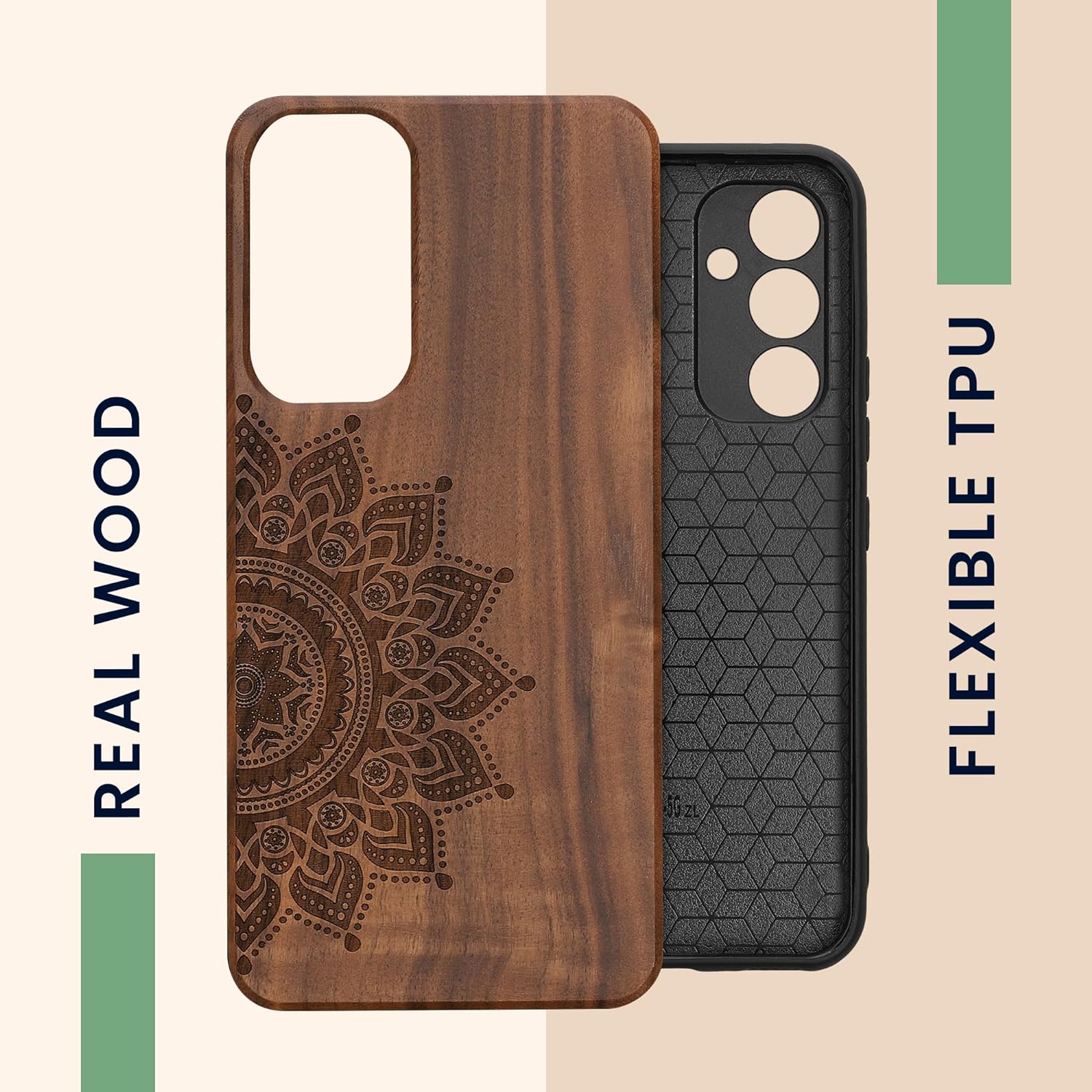 KW Samsung Galaxy A54 5G Θήκη από Φυσικό Ξύλο - Design Rising Sun - Dark Brown - 60799.03