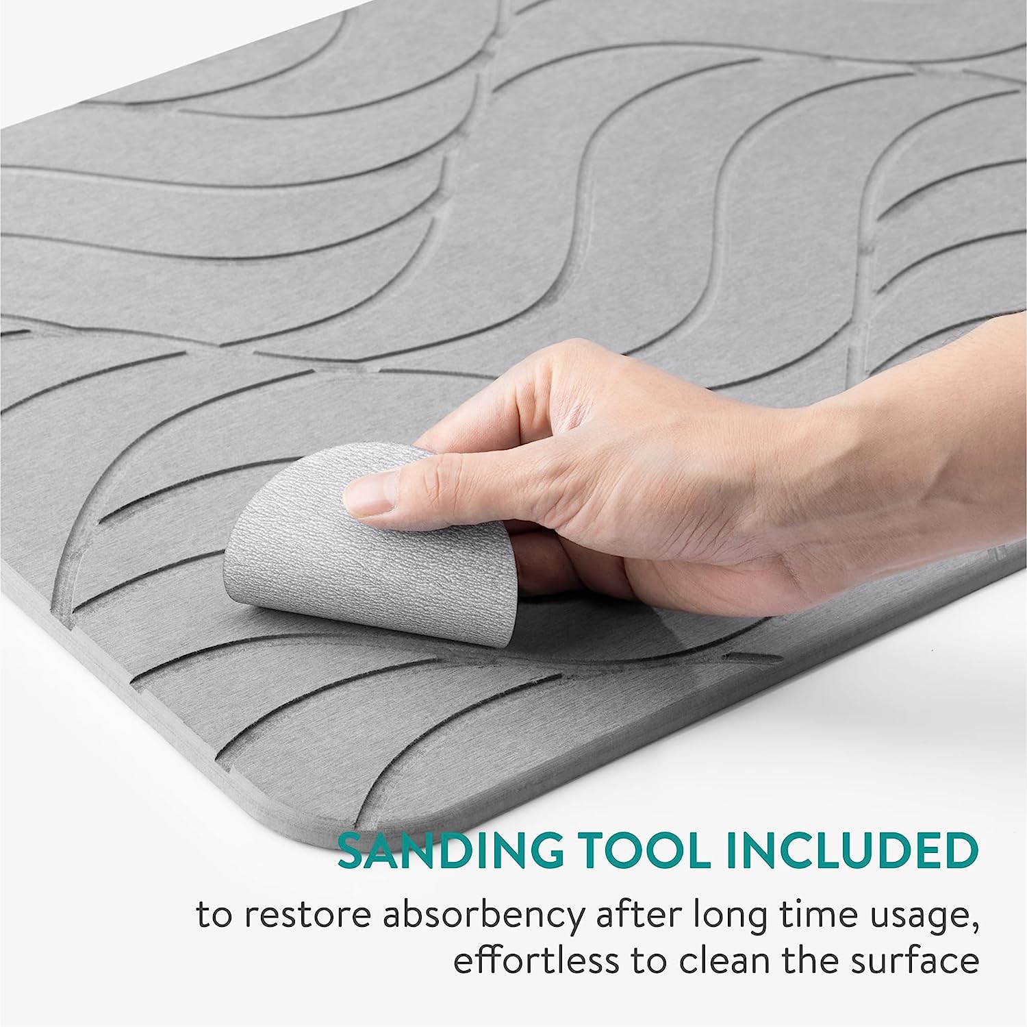 Navaris Αντιολισθητικό Χαλάκι Μπάνιου από Διατομίτη για Γρήγορο Στέγνωμα - 60 x 39 x 4,5 cm - Dark Grey - 59868.19