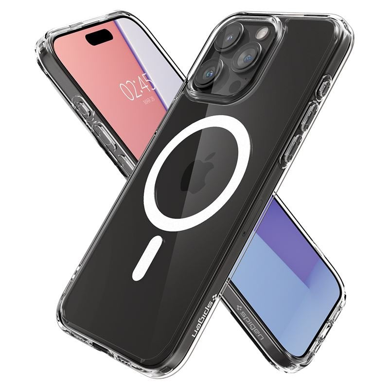Spigen iPhone 15 Pro Crystal Hybrid Mag Σκληρή Θήκη με Πλαίσιο Σιλικόνης Και MagSafe - White