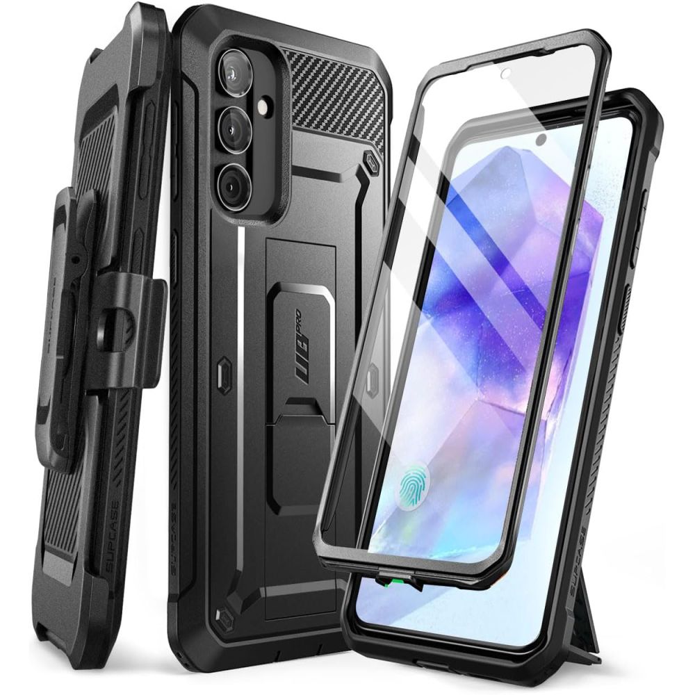 Supcase Samsung Galaxy A55 5G Unicorn Beetle Pro Σκληρή Θήκη με Προστασία Οθόνης και Stand - Black