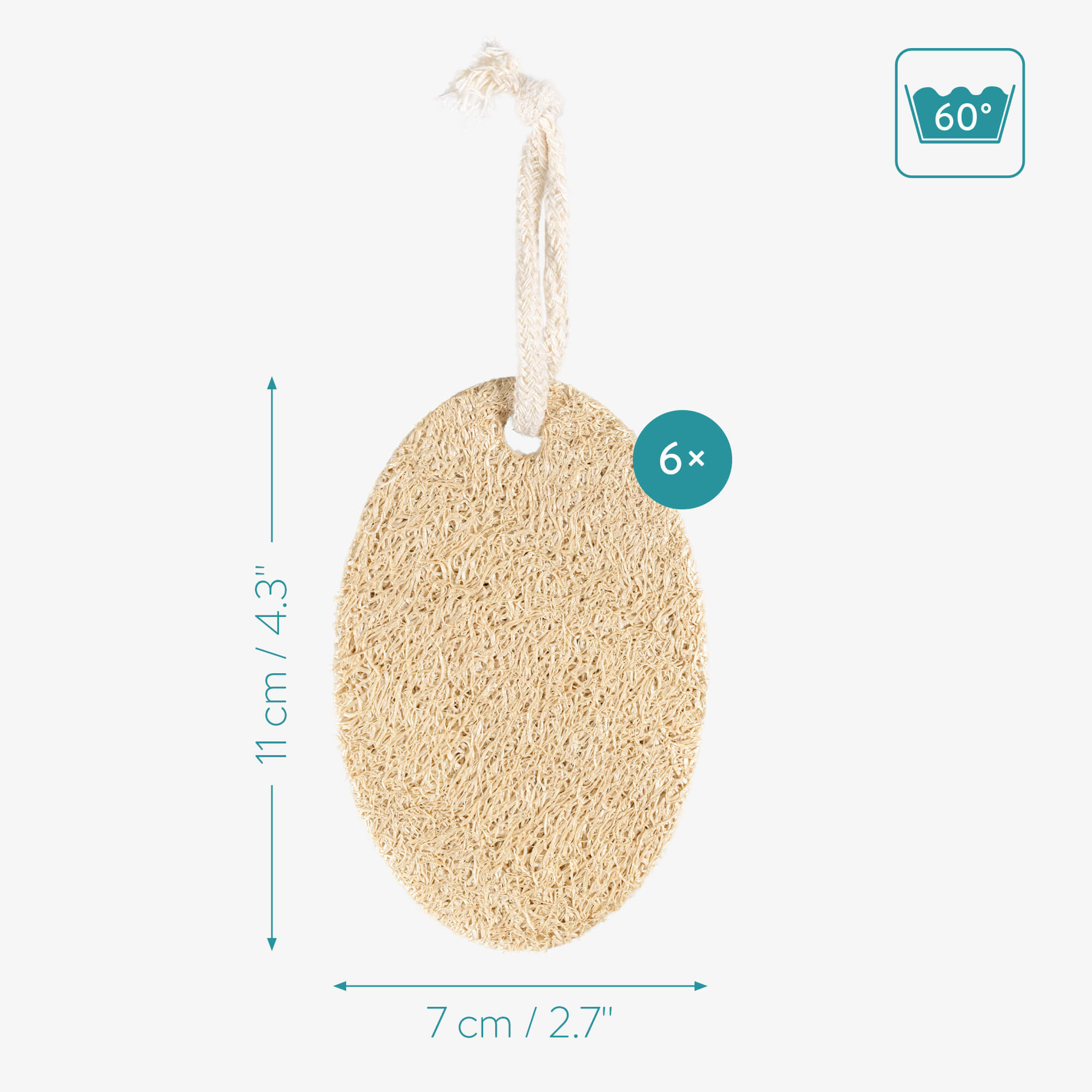 Navaris Σετ με 6 Σφουγγάρια Λούφας - Beige - 54522.01