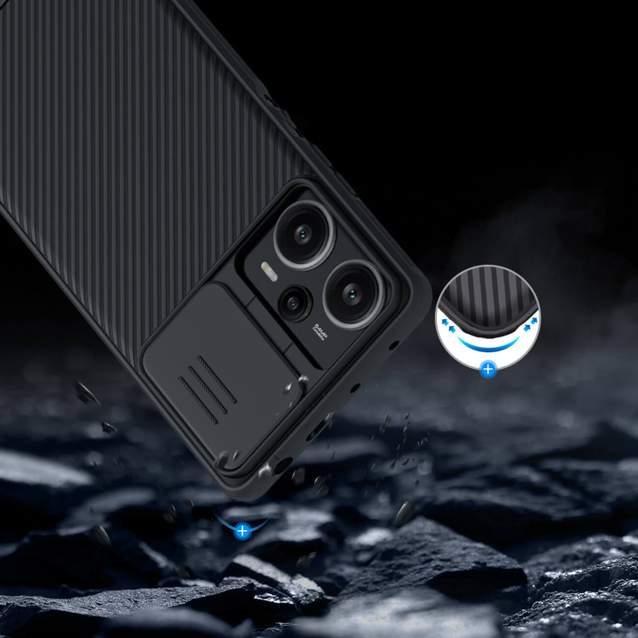 Nillkin Xiaomi Poco F5 CamShield Pro Σκληρή Θήκη με Κάλυμμα για την Κάμερα - Black