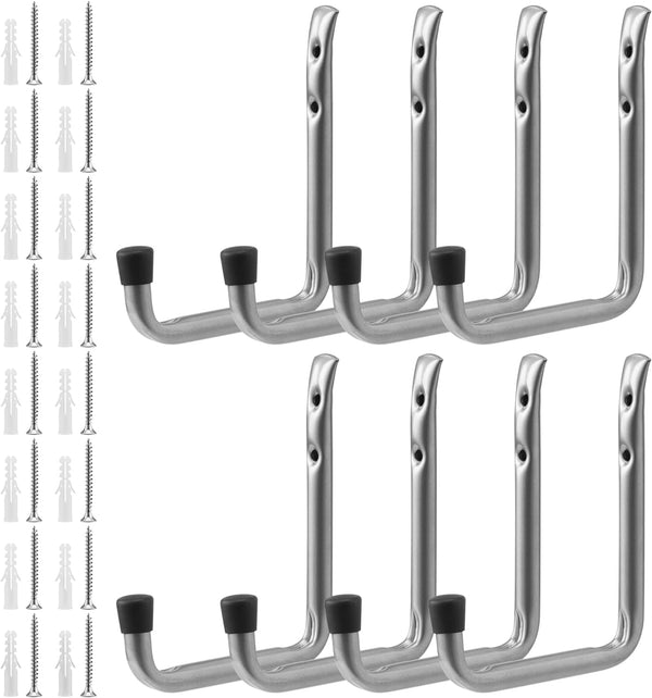 Navaris Σετ με 8 Μεταλλικούς Γάντζους Τοίχου για το Γκαράζ - Grey - 55719.04