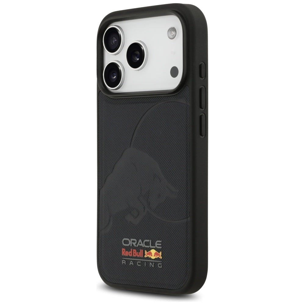 Red Bull iPhone 17 Pro - Meshed Debossed Bull MagSafe - Σκληρή Θήκη με Επένδυση Συνθετικού Δέρματος και Πλαίσιο Σιλικόνης - Navy - RBHMP17L24PUBUFV