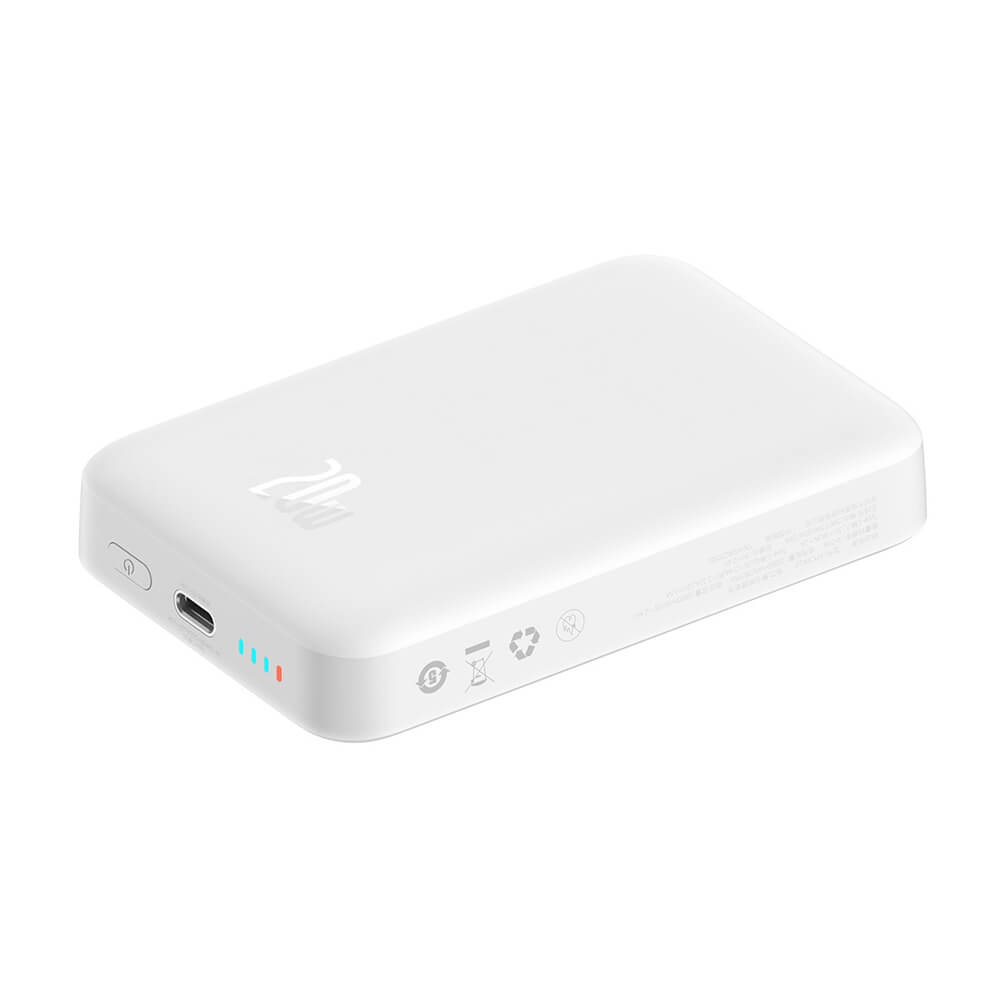 Baseus Magnetic Mini Ασύρματο MagSafe PowerBank 10000mAh 20W με Καλώδιο Type-C to Type-C - White - PPCX070002