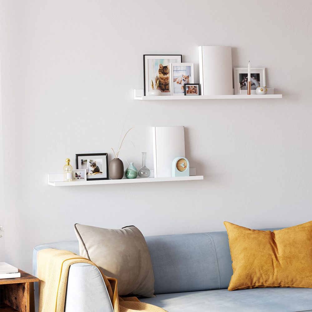 Songmics Σετ με 2 Ράφια Τοίχου - 80 x 10 cm - White - LWS080W01