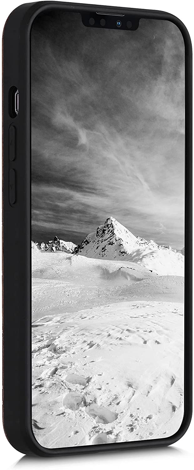 KW iPhone 13 Pro Θήκη από Φυσικό Ξύλο Design Navigational Compass - Dark Brown - 55967.01