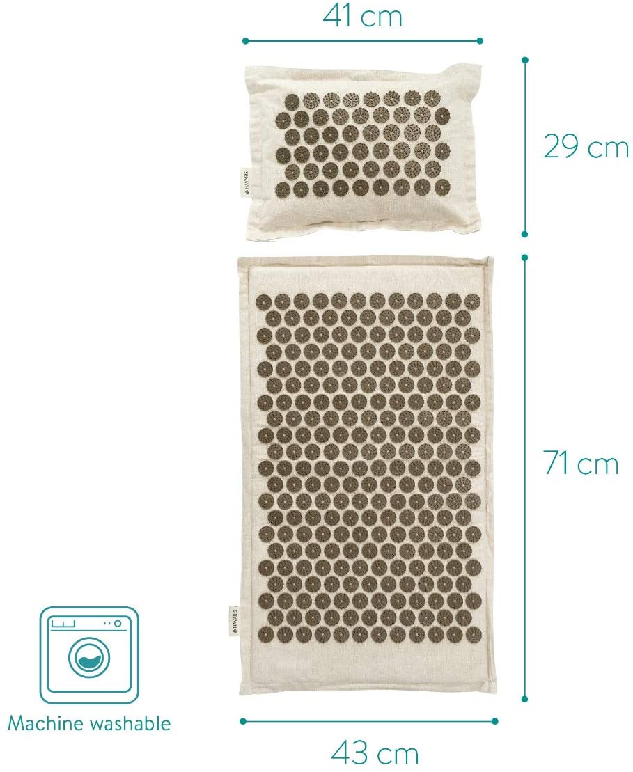 Navaris Eco-Friendly Σετ με Χαλάκι και Μαξιλάρι Μασάζ - Beige / Dark Green - 51747.11.80