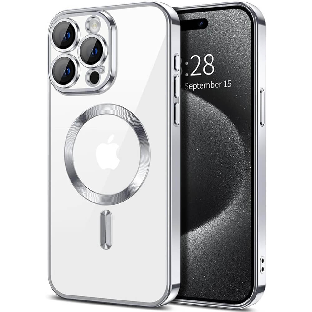 Techsuit iPhone 15 Pro Max - Luxury Crystal MagSafe - Θήκη Σιλικόνης - Silver