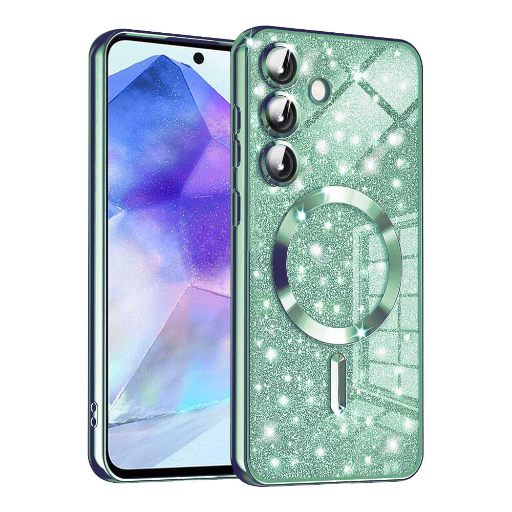 Techsuit Samsung Galaxy A55 5G - Luxury Glitter MagSafe - Θήκη Σιλικόνης - Light Green
