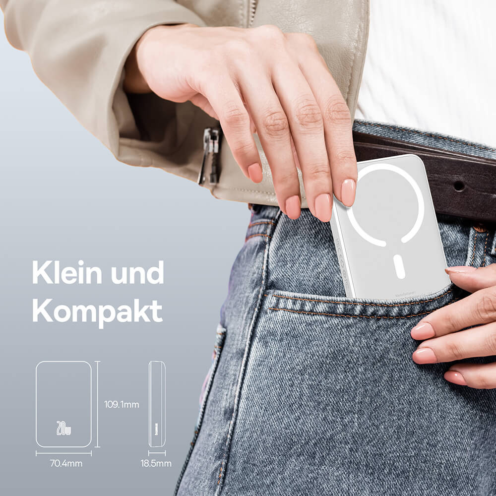 Baseus Mini Air Ασύρματο MagSafe PowerBank 10000mAh 20W με Καλώδιο Type-C to Type-C - White