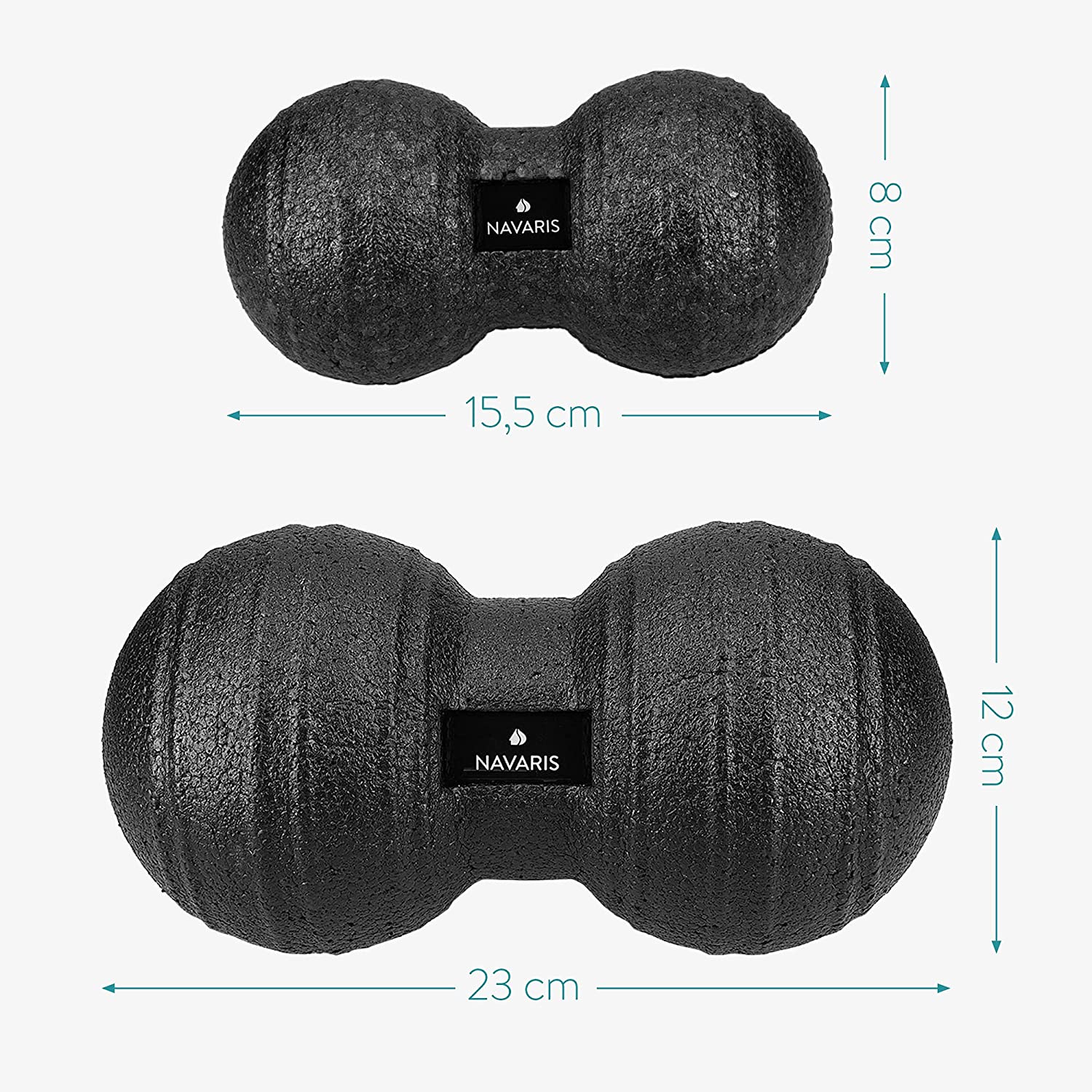 Navaris 2x Peanut Duo Massage Ball - Σετ με 2 Μπάλες Μασάζ - Black - 44055.01