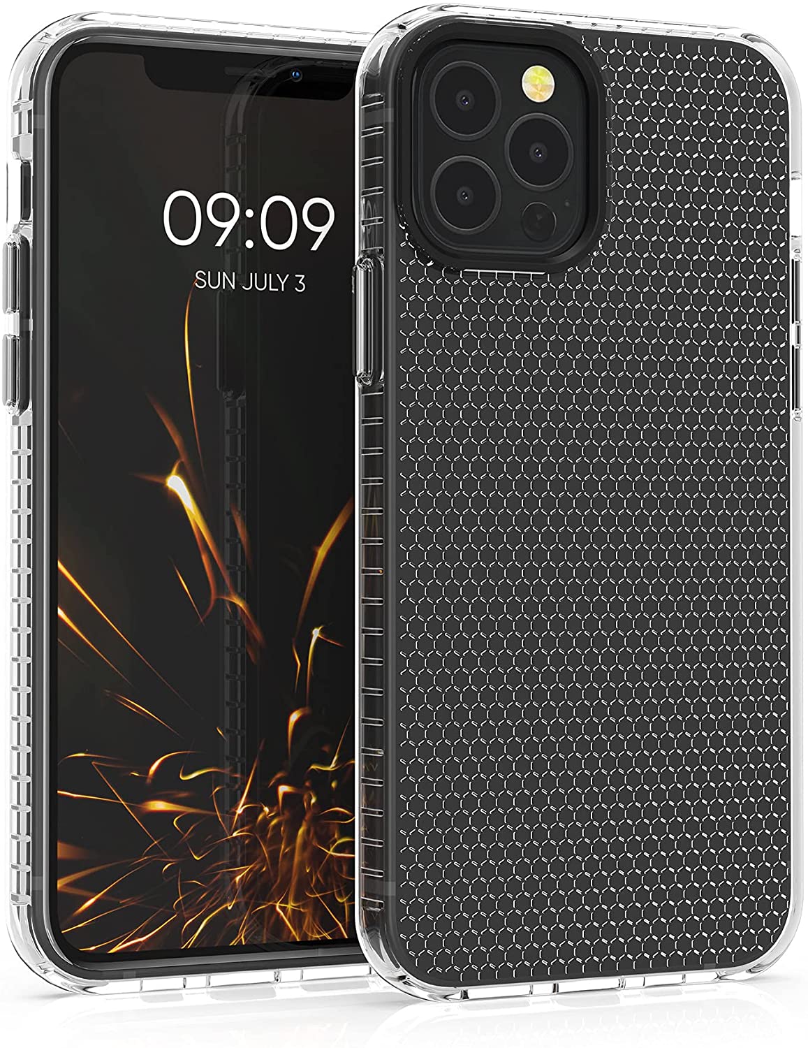 KW iPhone 12 / iPhone 12 Pro Θήκη Σιλικόνης TPU Design Honeycomb - Διάφανη - 55461.03