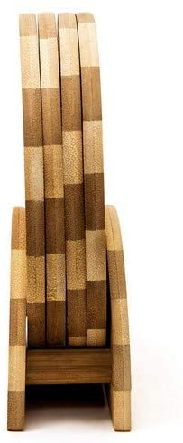 Relaxdays Σετ με 4 Σανίδες Κοπής από Μπαμπού με Βάση - Brown / Light Brown - 4052025188764