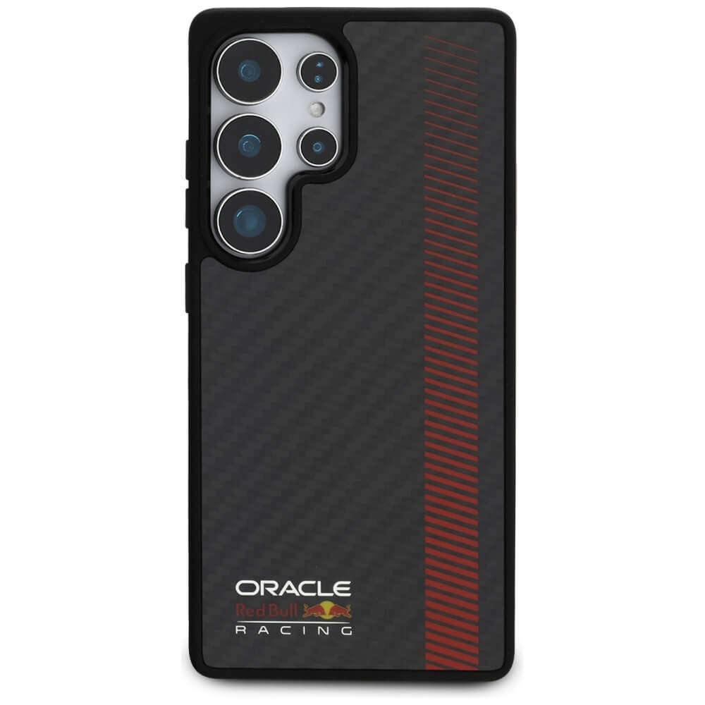 Red Bull Samsung Galaxy S25 Ultra - Real Carbon Fiber Powerbar - MagSafe Σκληρή Θήκη με Πλαίσιο Σιλικόνης - Black - RBHMS25L24CFGSMK
