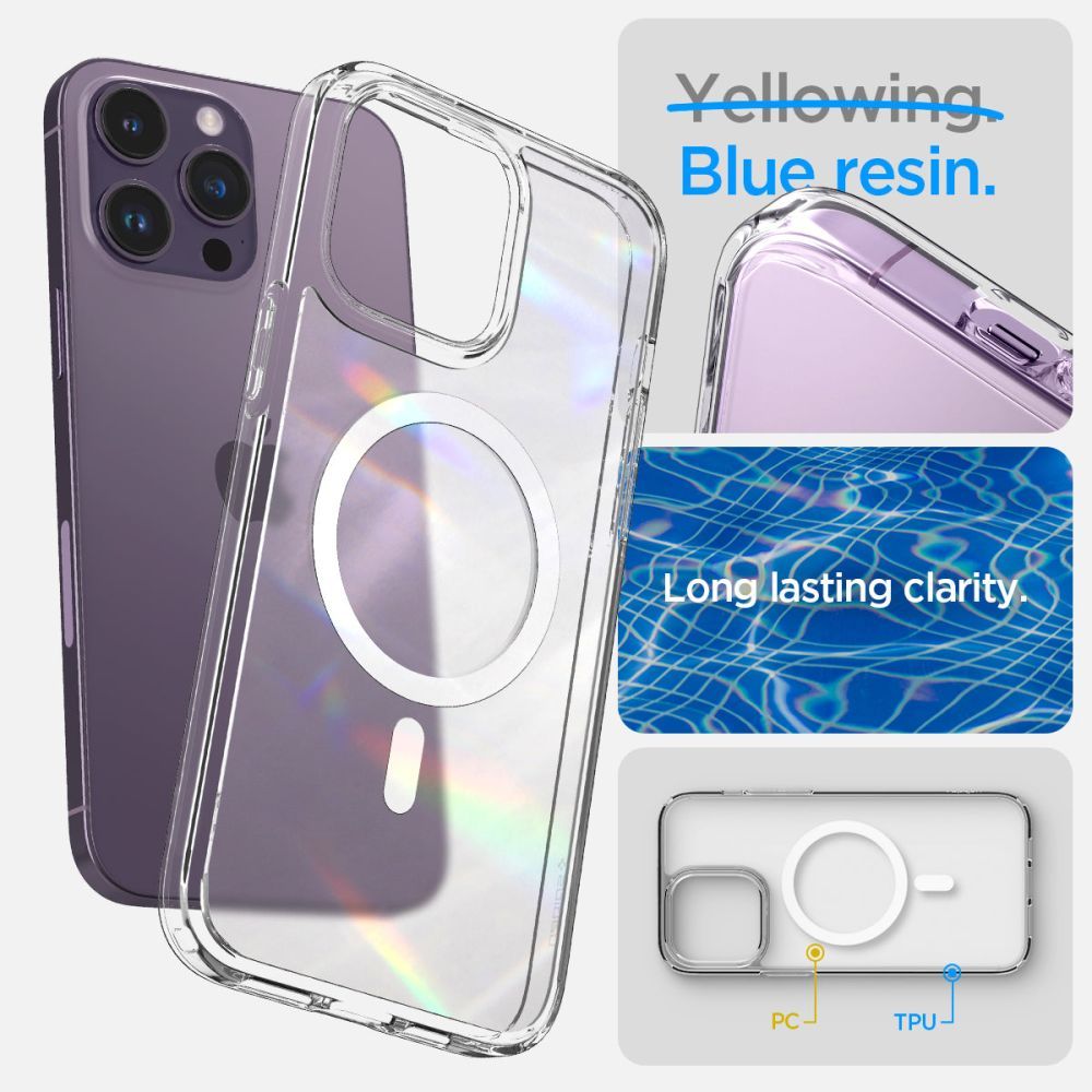 Spigen iPhone 14 Pro Ultra Hybrid Mag Σκληρή Θήκη με Πλαίσιο Σιλικόνης Και MagSafe - Frost Clear / White