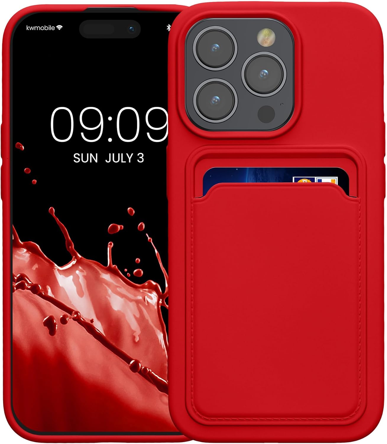KW iPhone 15 Pro Θήκη Σιλικόνης TPU με Υποδοχή για Κάρτα - Red