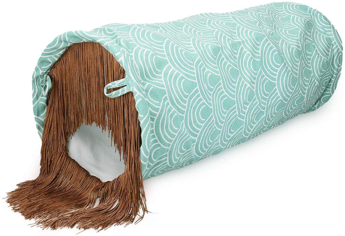 Navaris Cat Tunnel Play Παιχνίδι Σήραγγα για Μικρά Κατοικίδια - Design Japanese Waves - 60 x 25 cm - Turquoise - 48347.01