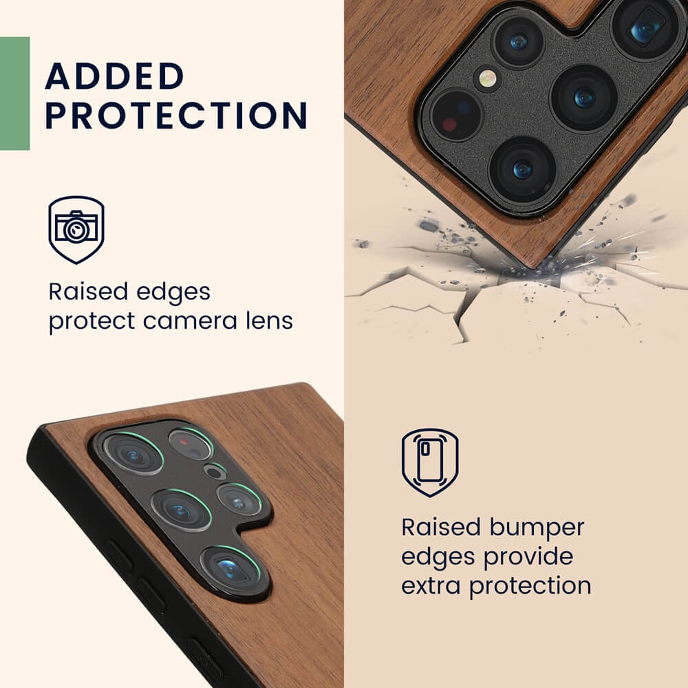 KW Samsung Galaxy S24 Ultra Θήκη από Φυσικό Ξύλο - Design Navigational Compass - Dark Brown