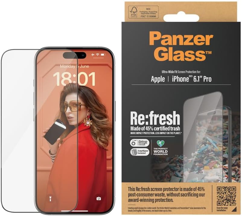 PanzerGlass iPhone 15 Pro Refresh Ultra-Wide Fit Easy Aligner Full Screen Αντιχαρακτικό Γυαλί Οθόνης - Black