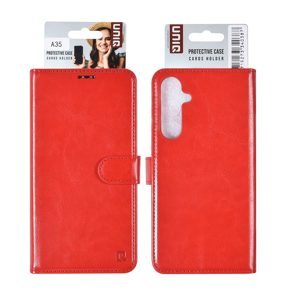 Tuniq Samsung Galaxy A35 5G - Θήκη Πορτοφόλι Stand από Δερματίνη - Κόκκινη