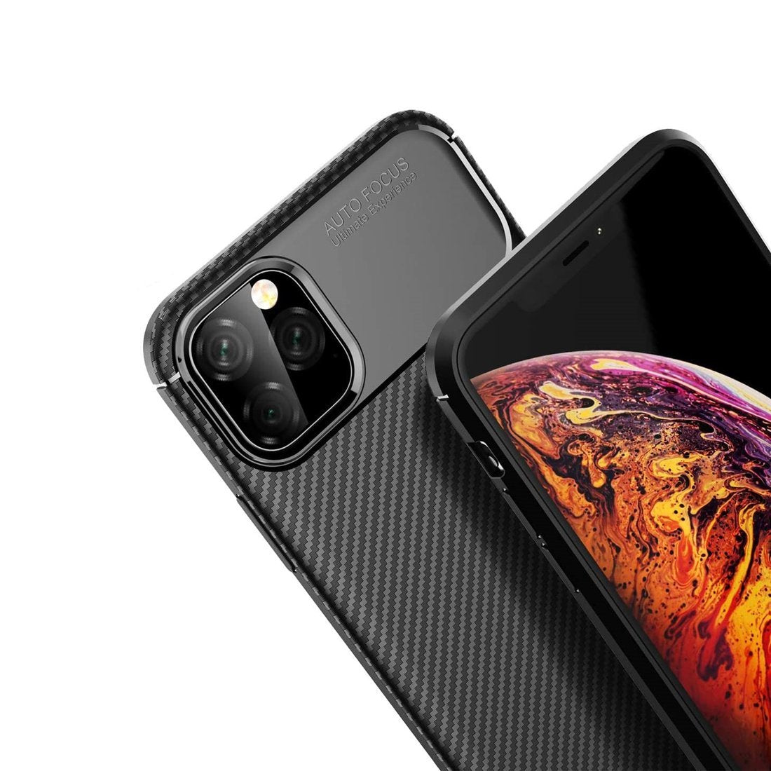 OEM iPhone 12 / iPhone 12 Pro Θήκη Σιλικόνης TPU Beatles Carbon Fiber - Black