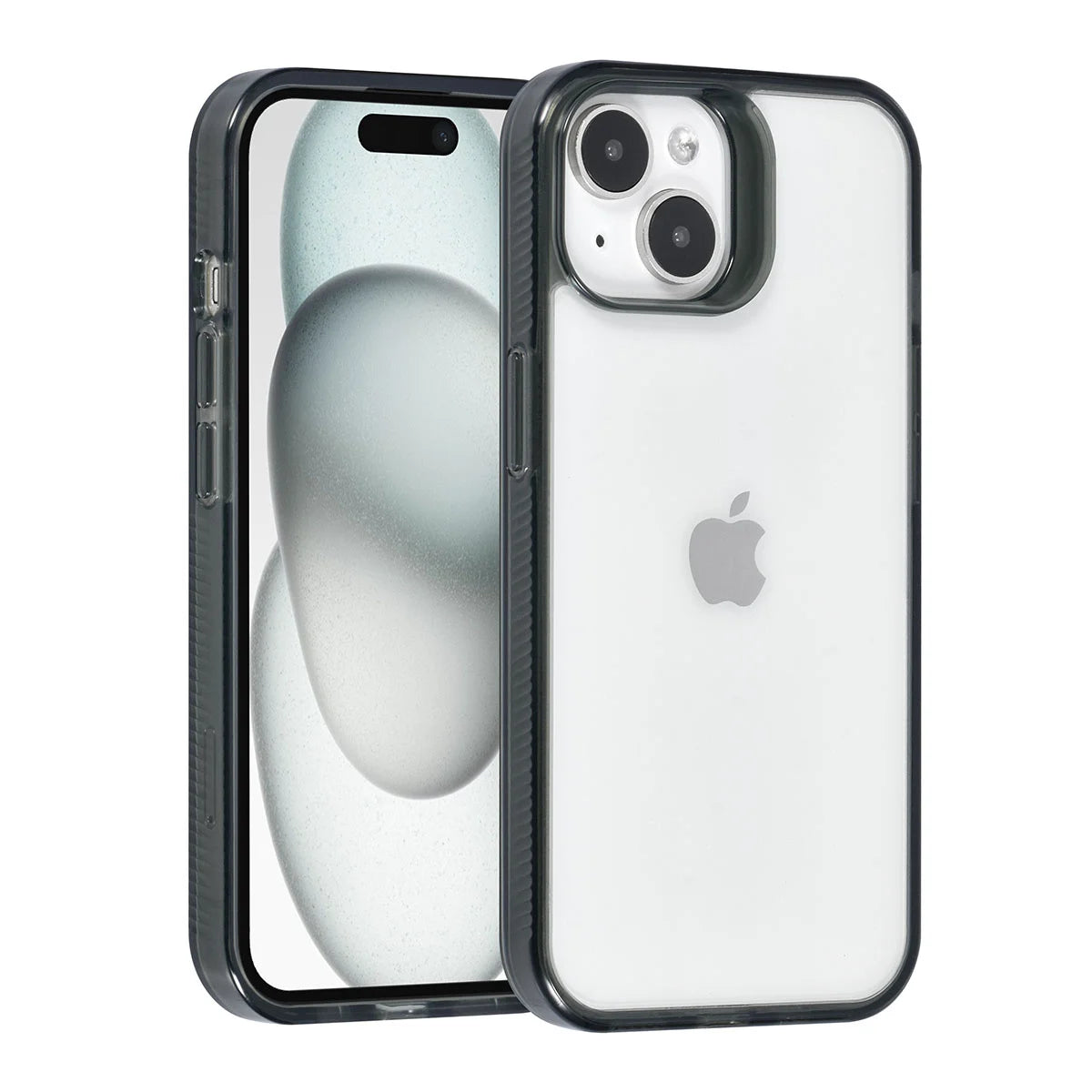 Tuniq iPhone 15 - Σκληρή Θήκη με Πλαίσιο Σιλικόνης - Ημιδιάφανο Μαύρο / Διάφανο