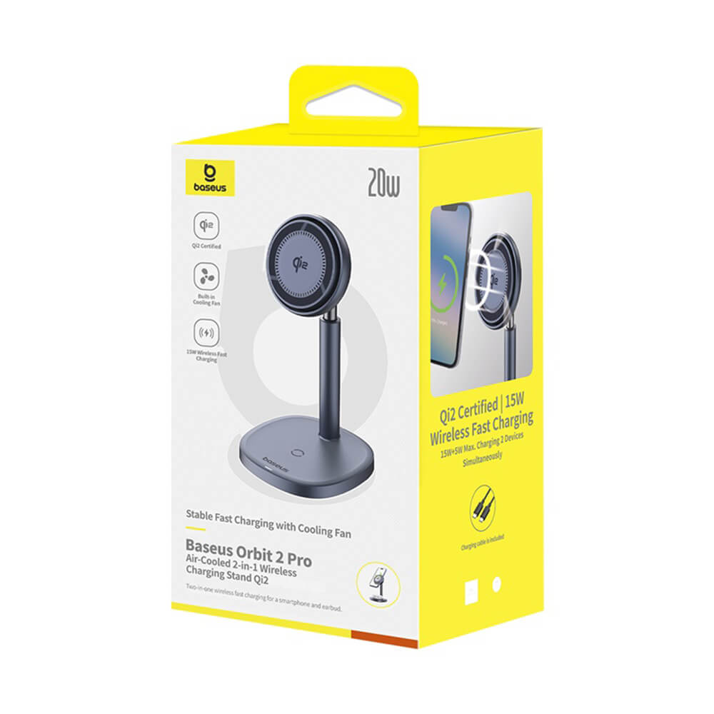Baseus Orbit 2 Pro Ασύρματος Μαγνητικός Φορτιστής MagSafe 20W με Καλώδιο Type-C 60W - Space Grey