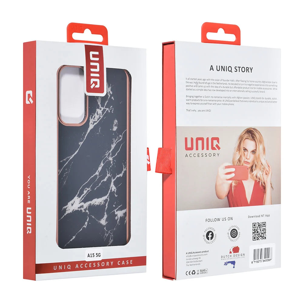 Tuniq Samsung Galaxy A15 4G / A15 5G - Σκληρή Θήκη με Πλαίσιο Σιλικόνης - Σχέδιο Μάρμαρο - Μαύρη