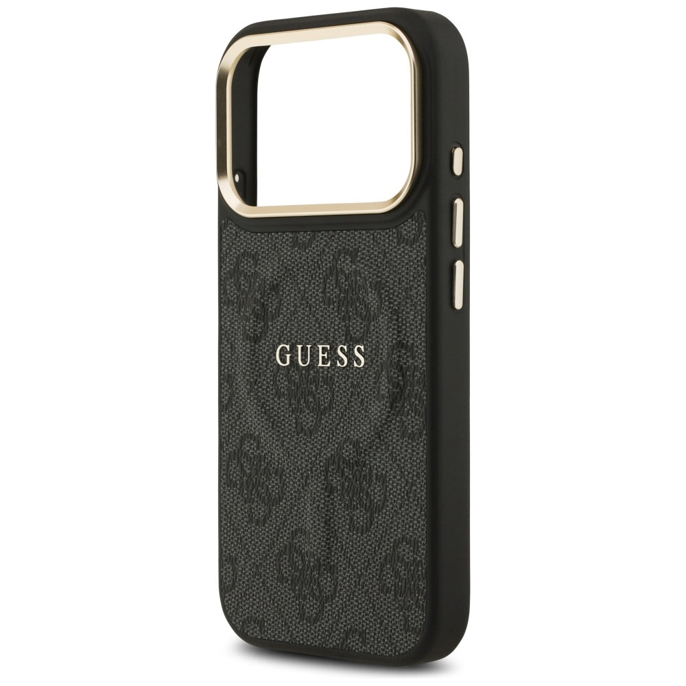 Guess iPhone 17 Pro - 4G PU Classic Logo MagSafe - Σκληρή Θήκη με Πλαίσιο Σιλικόνης και Επένδυση Οικολογικού Δέρματος - Black - GUHMP17LP4MSEGCK