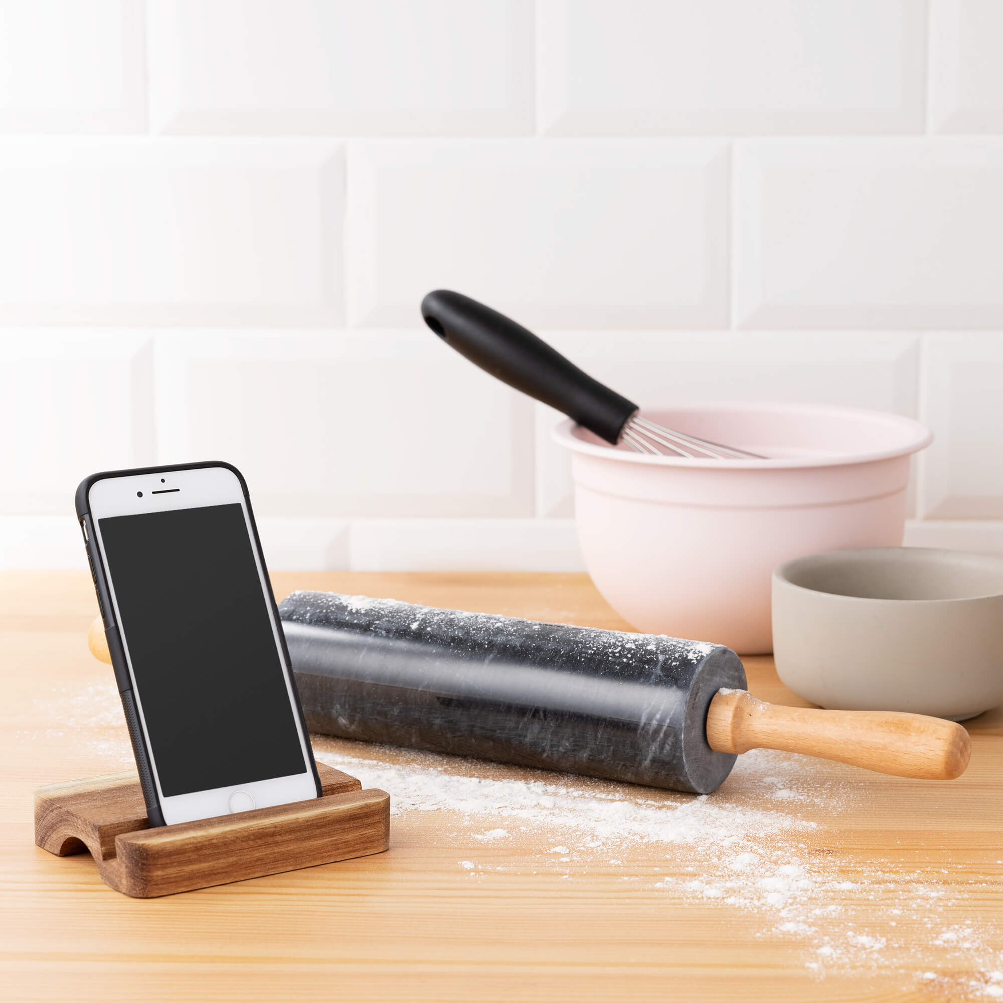 Navaris Πλάστης από Μάρμαρο με Ξύλινες Λαβές και Stand - Black / Brown - 55002.01.01