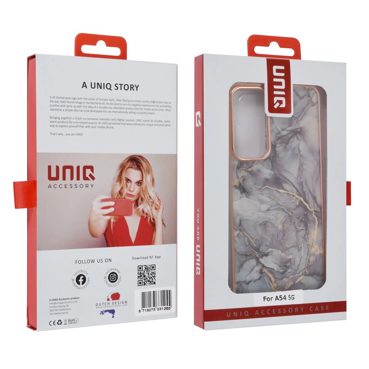 Tuniq Samsung Galaxy A54 5G - Σκληρή Θήκη με Πλαίσιο Σιλικόνης - Σχέδιο Μάρμαρο - Σκούρο Γκρί