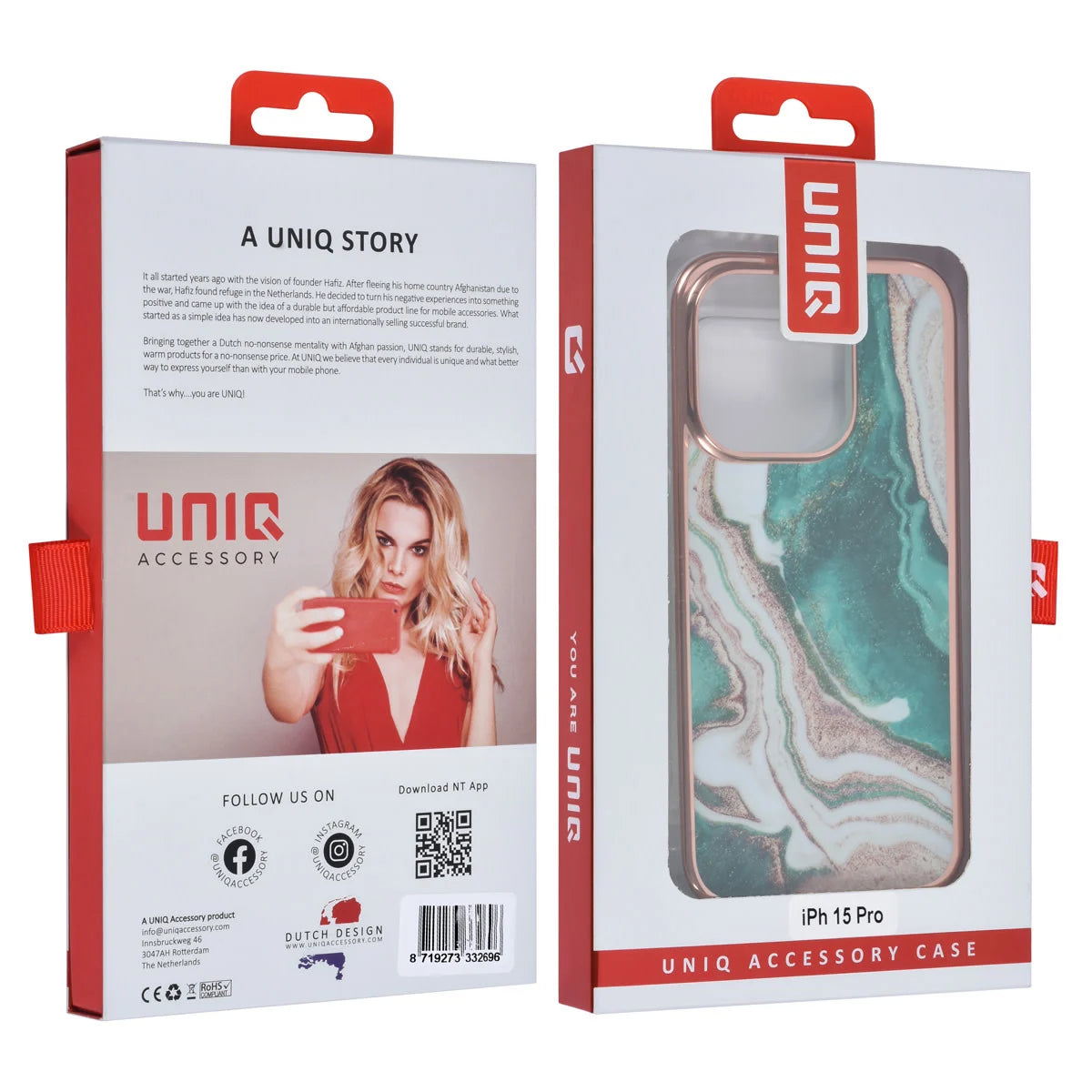 Tuniq iPhone 15 Pro - Σκληρή Θήκη με Πλαίσιο Σιλικόνης - Σχέδιο Μάρμαρο - Πράσινη