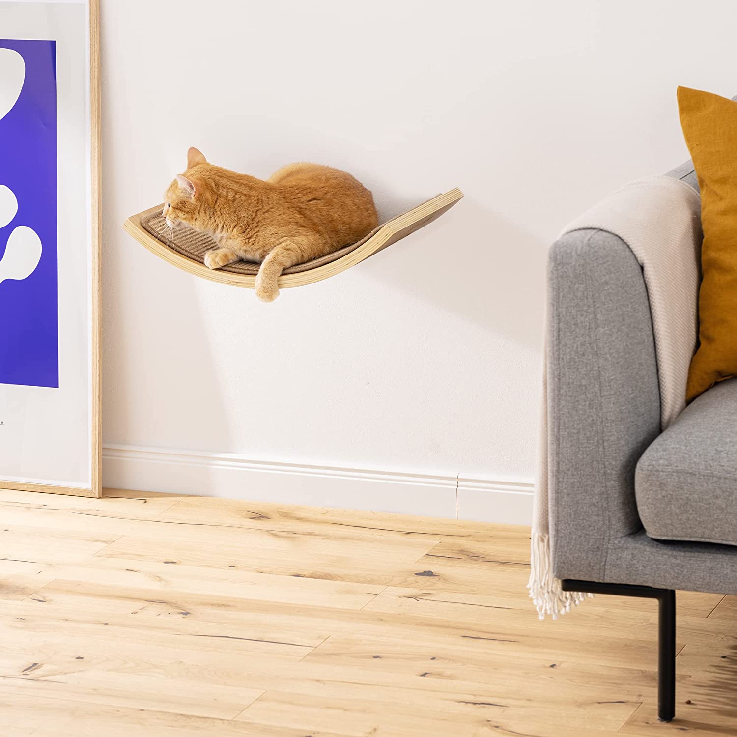 Navaris Κρεμαστό Κρεβάτι με Ονυχοδρόμιο για Γάτες - 50 x 35 x 10,5 cm - Beige - 57581.01