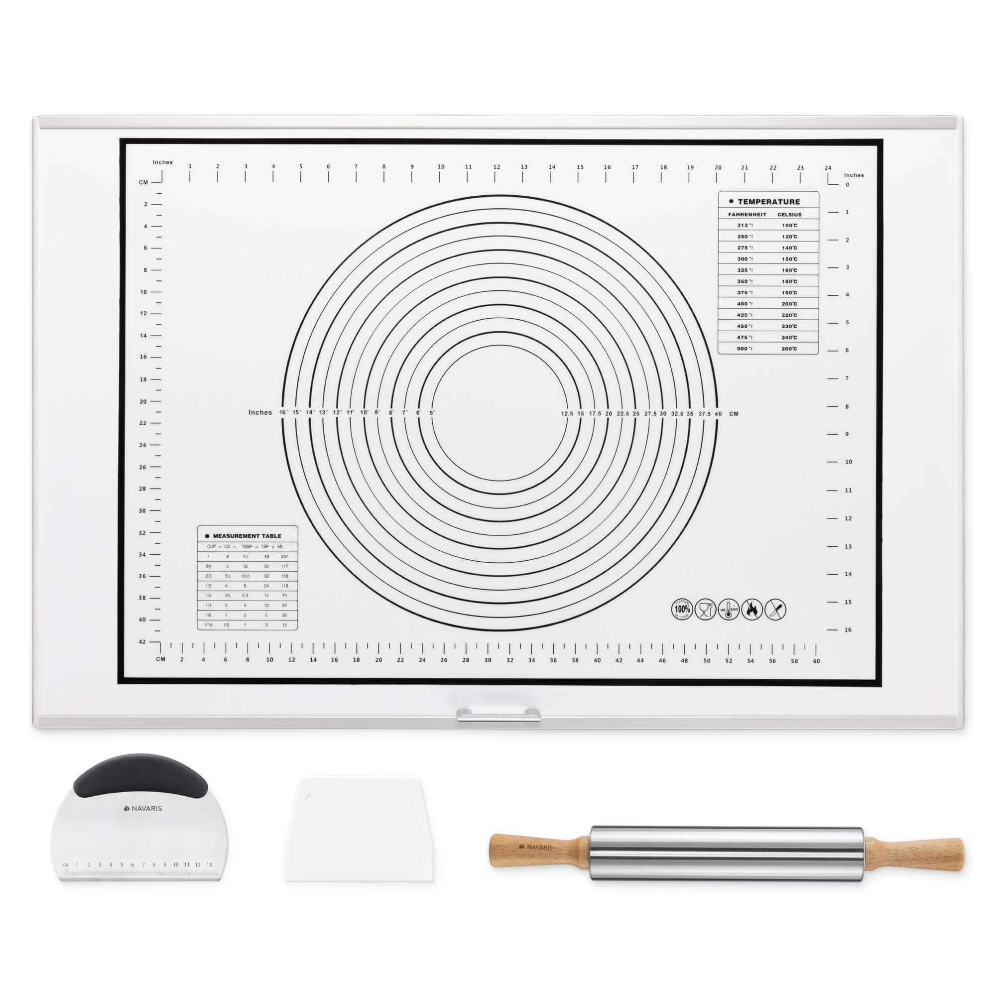 Navaris Σετ Πλάστης με Επιφάνεια Σιλικόνης και Κόφτες Ζύμης - 54998.01.04