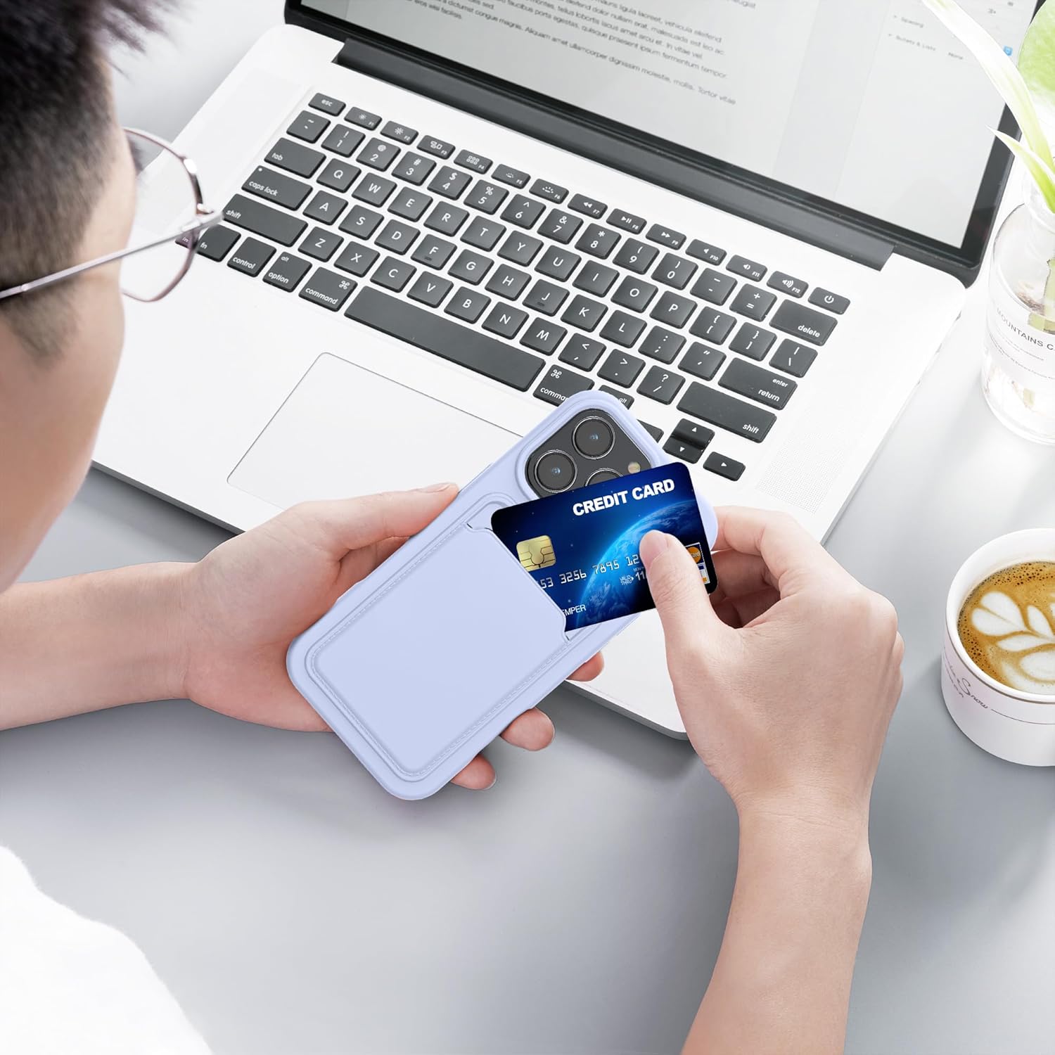 KW iPhone 16 Pro Θήκη Σιλικόνης TPU με Υποδοχή για Κάρτα - Lavender