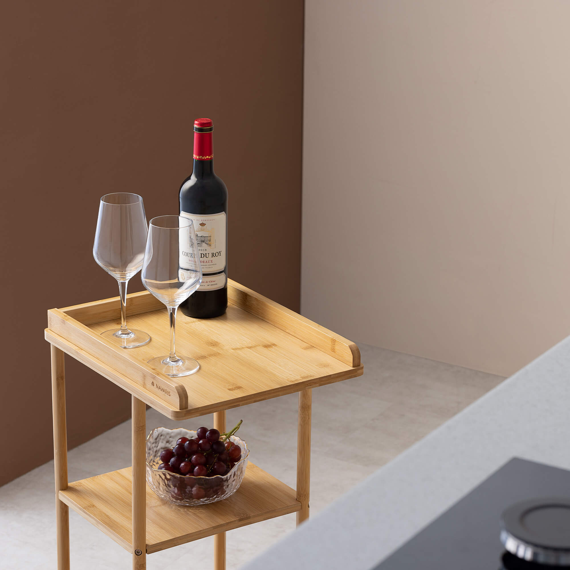 Navaris Τραπεζάκι από Μπαμπού με Ρόδες - 50 x 31.5 x 61 cm - Light Brown - 56616.01.24