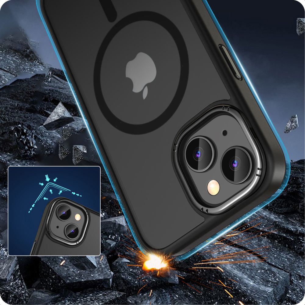 Tech - Protect iPhone 15 MagMat 2 - Σκληρή Θήκη με Πλαίσιο Σιλικόνης και MagSafe - Matte Black / Ημιδιάφανη