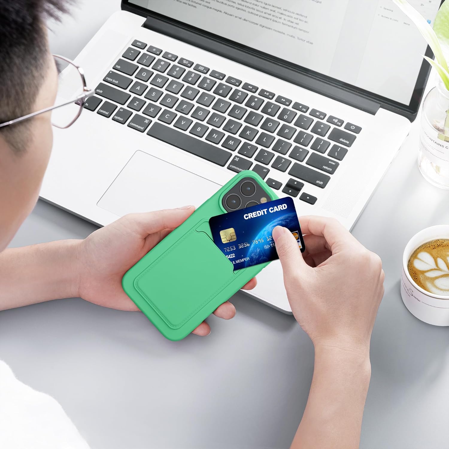 KW iPhone 15 Pro Max Θήκη Σιλικόνης TPU με Υποδοχή για Κάρτα - Lime Green