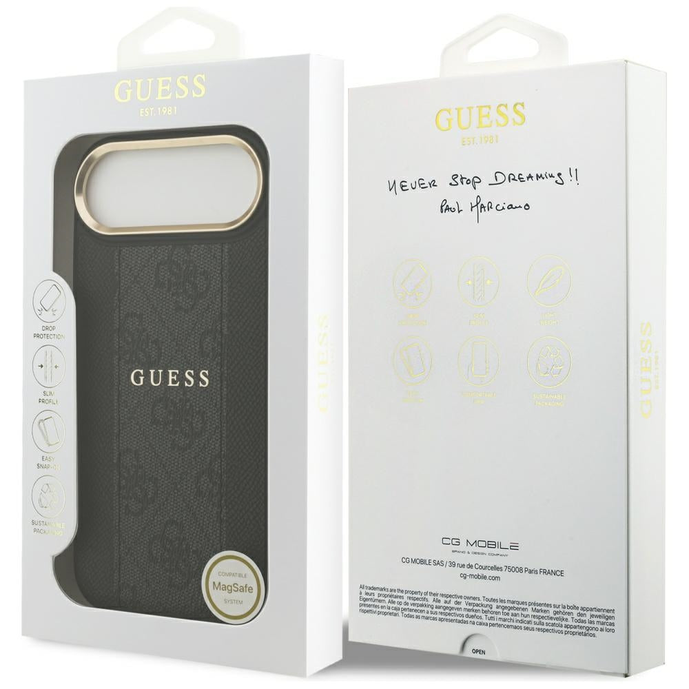 Guess iPhone Air - 4G Stripe MagSafe - Θήκη με Επένδυση Συνθετικού Δέρματος - Black - GUHMP17MPG4SEMCK
