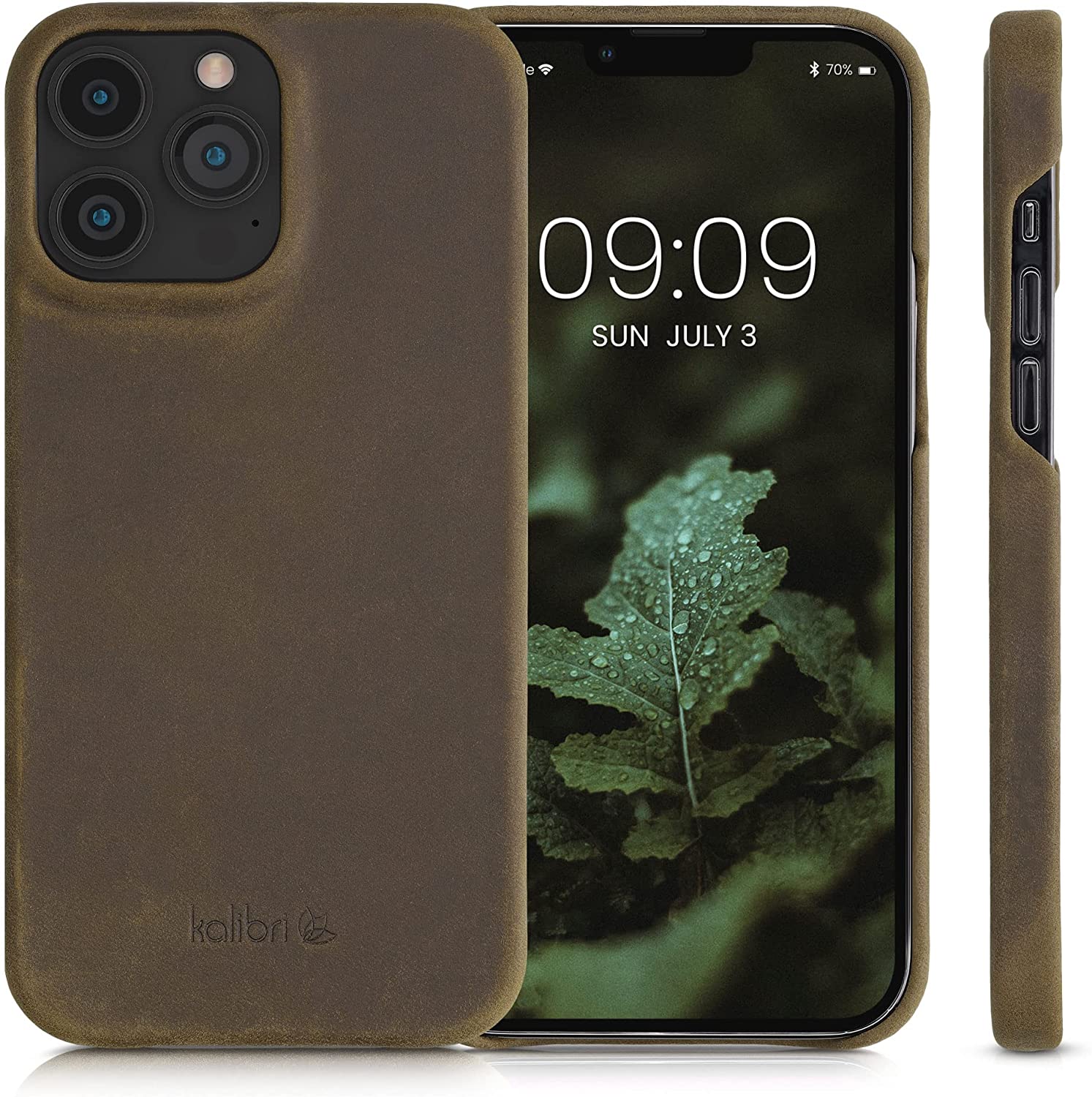 Kalibri iPhone 13 Pro Max Σκληρή Θήκη με Επένδυση Γνήσιου Δέρματος - Brown - 56416.05