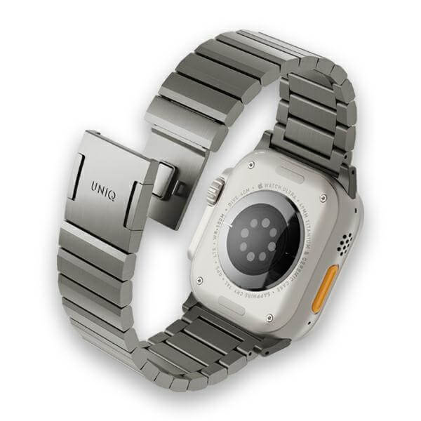 Uniq Λουράκι Apple Watch 2 / 3 / 4 / 5 / 6 / 7 / 8 / 9 / SE / SE 2 / Ultra / Ultra 2 - 42 / 44 / 45 / 49 mm Strova Mag από Ανοξείδωτο Ατσάλι - Titanium Silver