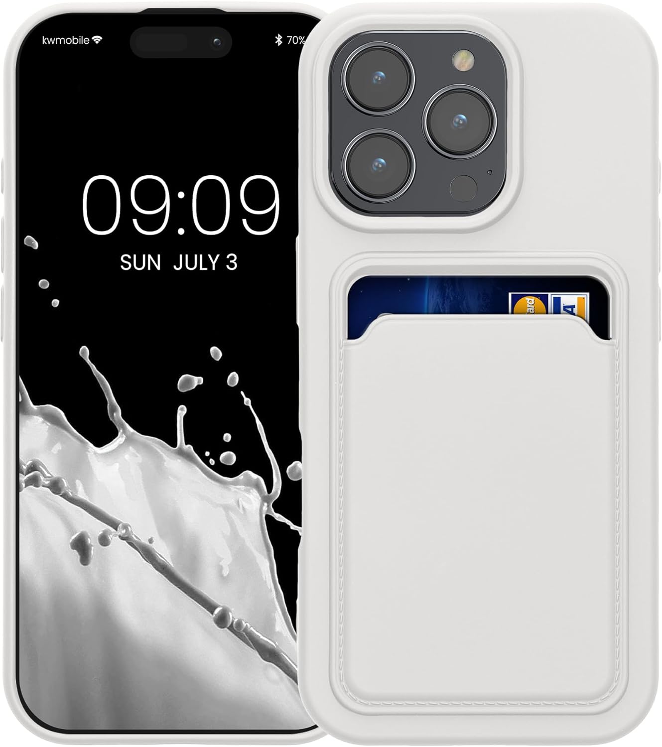 KW iPhone 16 Pro Θήκη Σιλικόνης TPU με Υποδοχή για Κάρτα - White