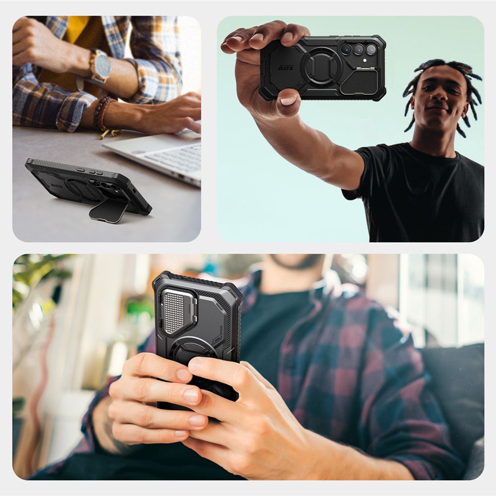 Supcase Samsung Galaxy S25 Plus Armorbox Magsafe Σκληρή Θήκη με Προστασία Οθόνης και Κάλυμμα Κάμερας / Stand - Black