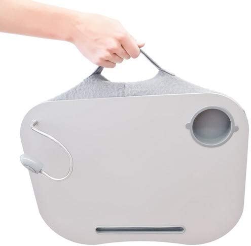 Relaxdays Μαξιλάρι για Laptop / Τάμπλετ με Βάση για Ποτήρι και Θήκη για Στυλό - Grey - 4052025125691