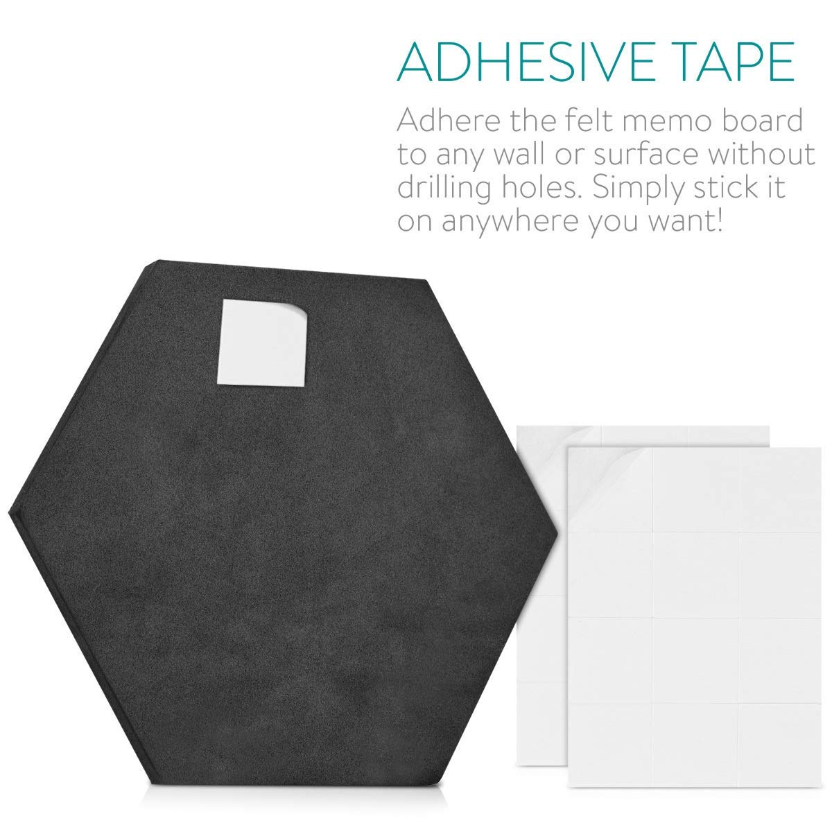 Navaris Hexagon Felt Memo Boards - Σετ με 6 Πλαίσια Ανακοινώσεων και Πινέζες - Grey - Turquoise - 46230.01