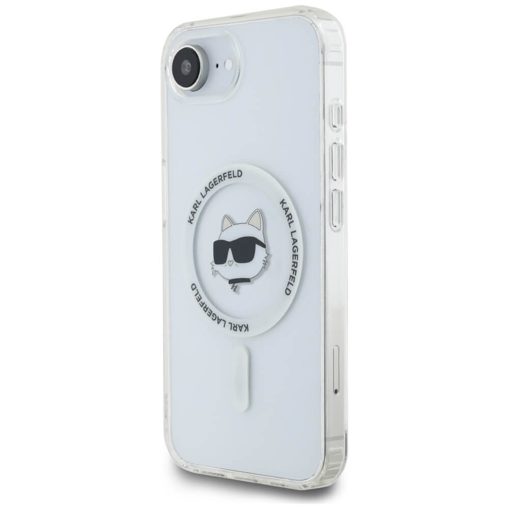 Karl Lagerfeld iPhone 16e - IML Metal Choupette Head - MagSafe Σκληρή Θήκη με Πλαίσιο Σιλικόνης - White - KLHMPSE4HLSCHH