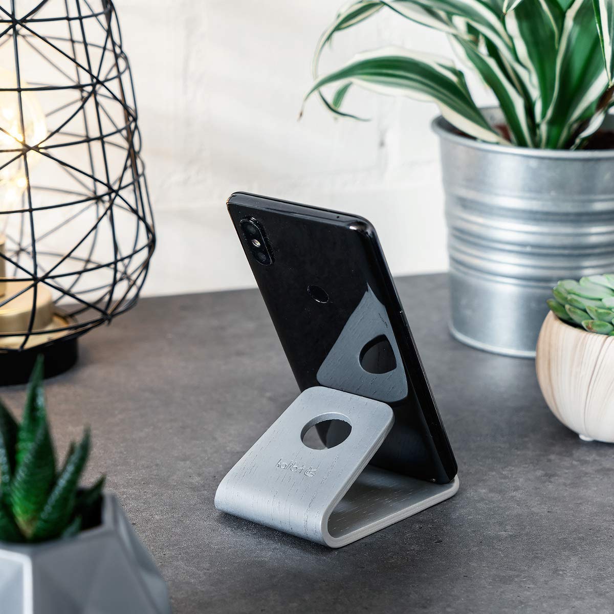 Kalibri Wooden Mobile Stand Βάση Στήριξης Κινητών από Φυσικό Ξύλο - Silver Oak - 34561.35