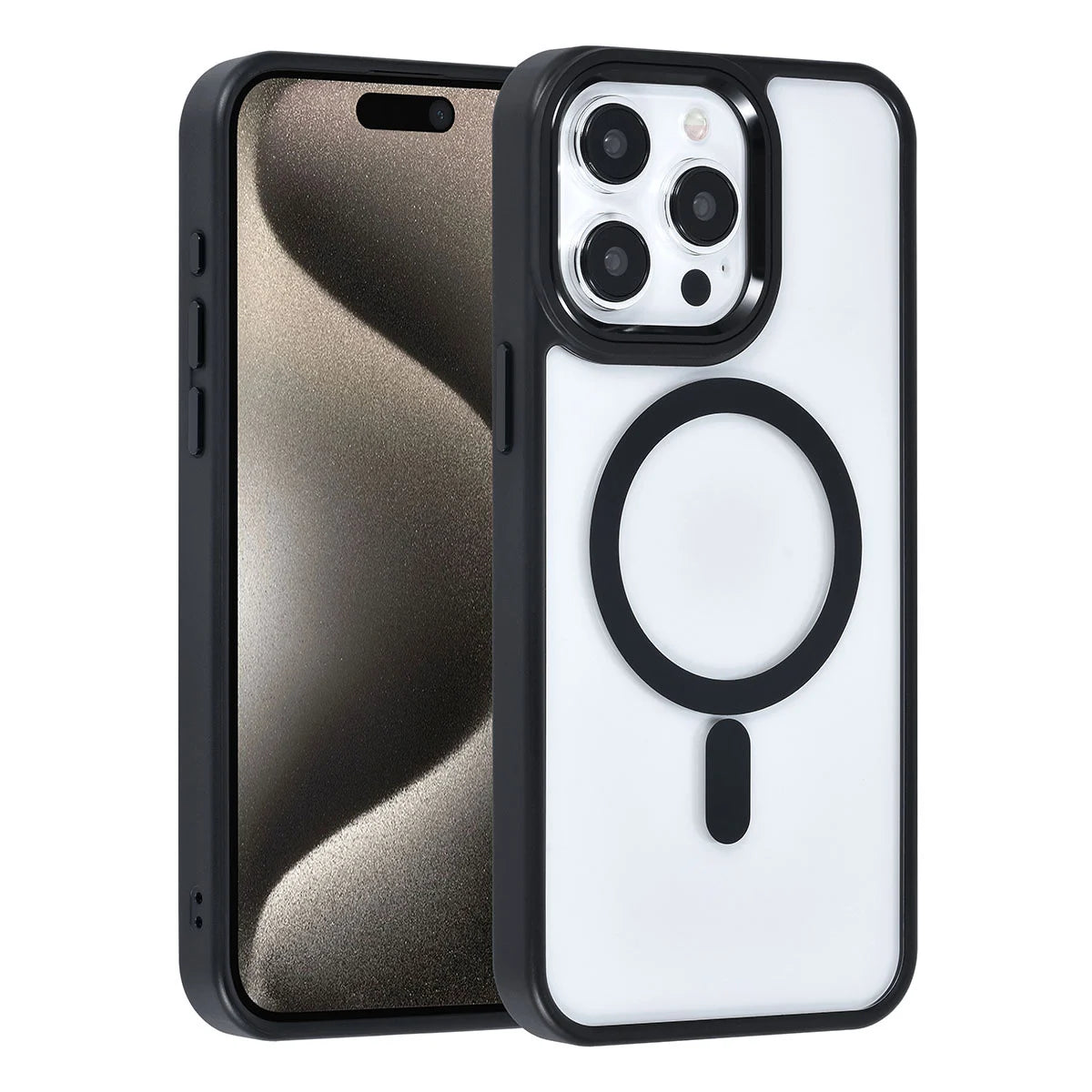 Tuniq iPhone 15 Pro Max - MagSafe Σκληρή Θήκη με Πλαίσιο Σιλικόνης - Μαύρη / Διάφανη